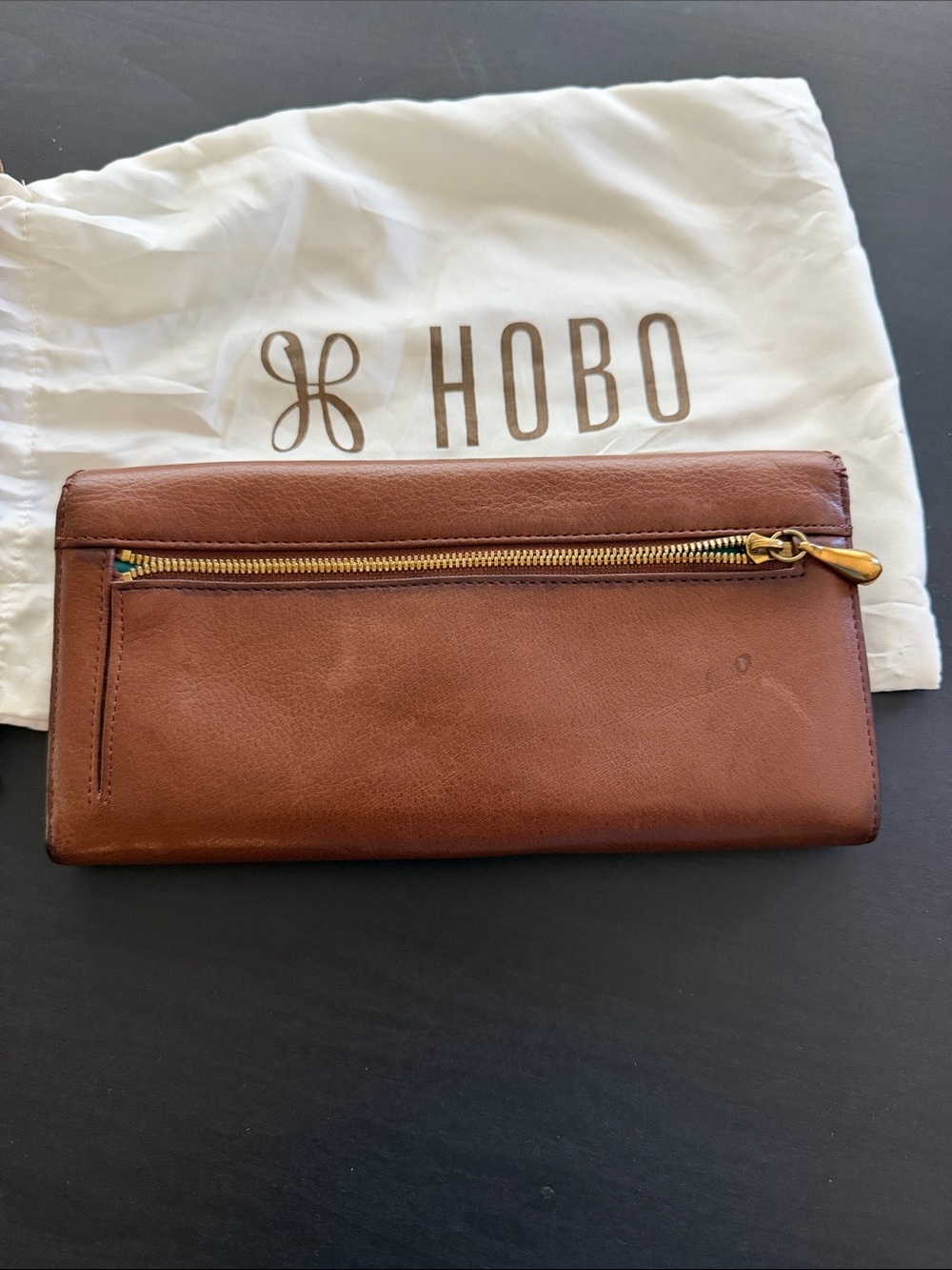 HOBO Chestnut Brown Leather Wristlet Wallet with Wrist Strap - Picture 3 of 7